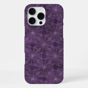Coque iPhone 16 Pro Max Motif gothique en toile d'araignée violet et argen