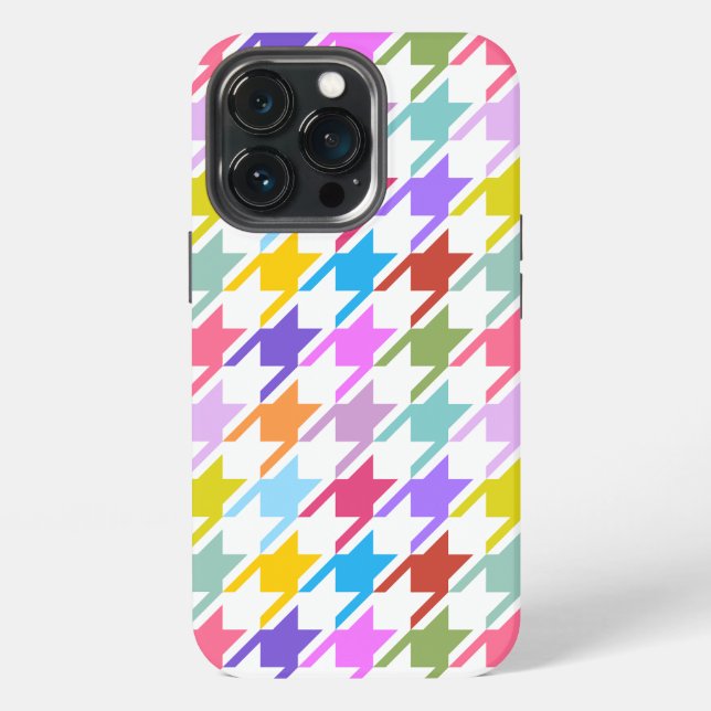 Coque iPhone Motif grand damier multicolore+blanc (Dos)