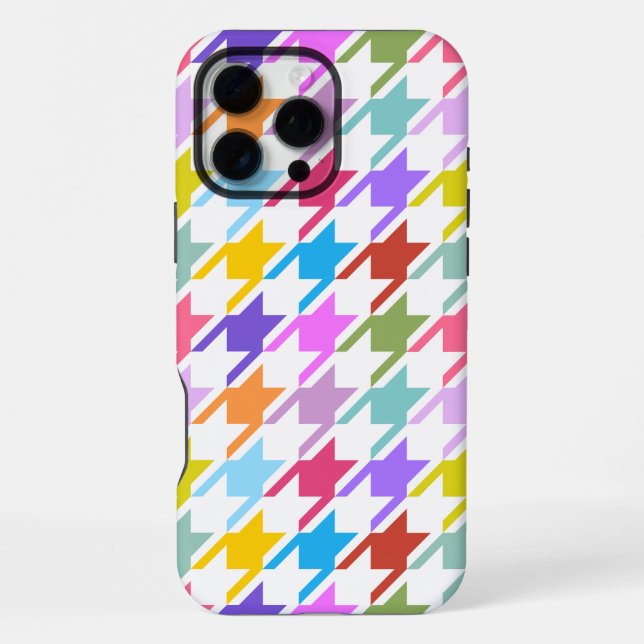 Coque iPhone Motif grand damier multicolore+blanc (Verso)