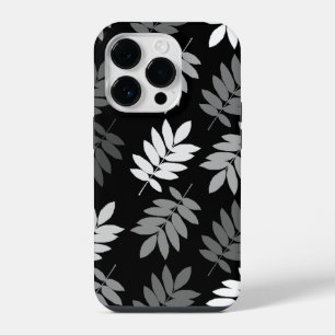 Coque Pour iPhone 14 Plus Motif Grande Feuille Elder Noir Blanc Gris
