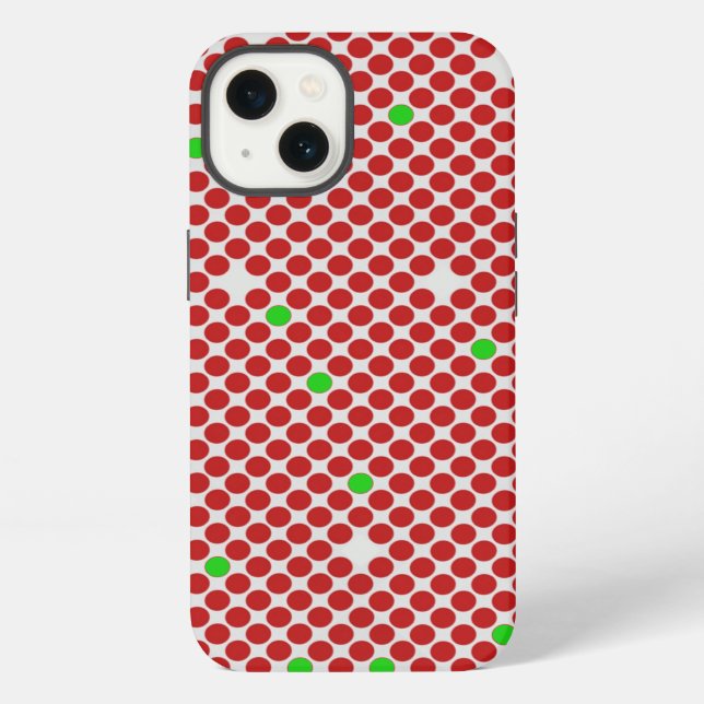 Coque iPhone Motif graphique diagonal à points rouges blancs ve (Verso)