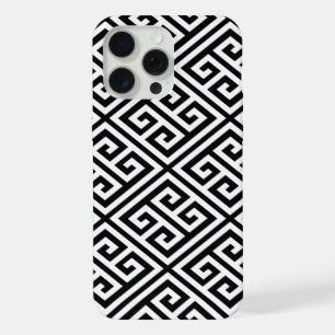 Coque iPhone 15 Pro Max Motif grec noir et blanc