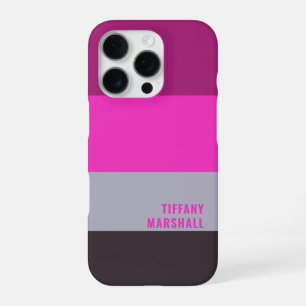 Coque iPhone 16 Pro Motif gris rose et gris foncé pourpre rayures