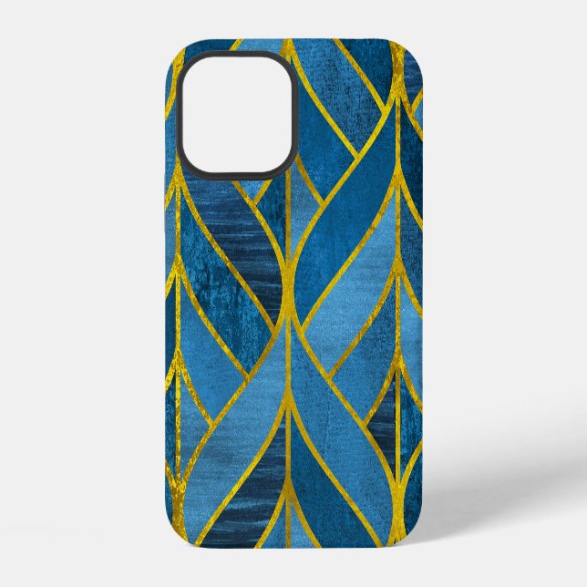 Coque iPhone Motif Grunge Bleu Or (Verso)