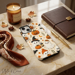 Etui iPhone 13 Motif Halloween Citrouille et Fantôme Mignon