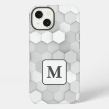 Motif Hexagon géométrique Monogramme blanc et gris