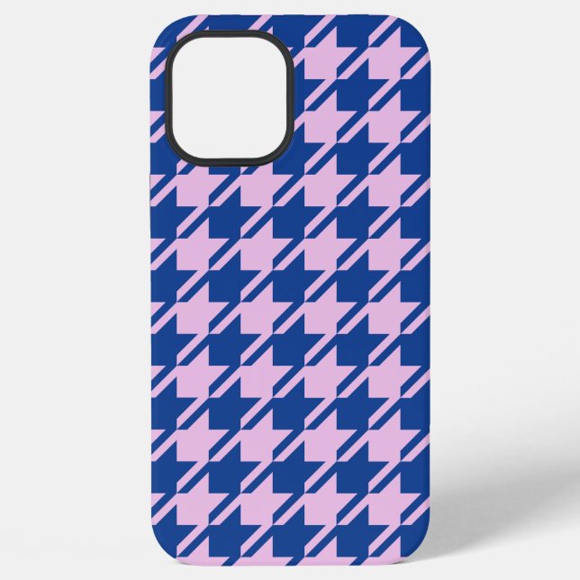 Coque iPhone Motif Houndstooth Rose+Bleu (Verso)