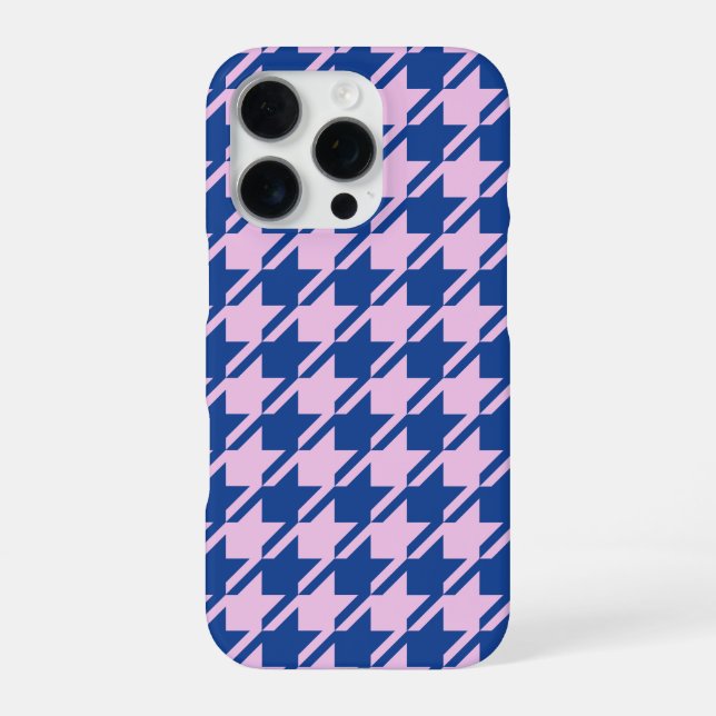 Coque iPhone Motif Houndstooth Rose+Bleu (Verso)