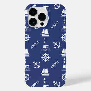 Coque Pour Pour iPhone 14 Pro Max Motif illustratif de voile blanc+bleu marine