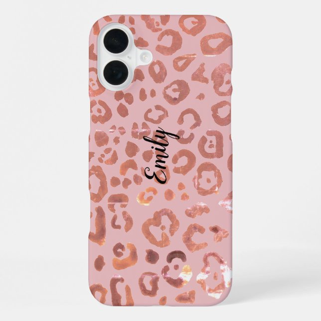 Coque iPhone Motif Impression Animaux Imprimé Léopard Rose (Verso)