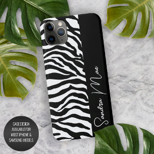 Coque iPhone 16 Pro Max Motif imprimé rayures peau de zèbre noir blanc