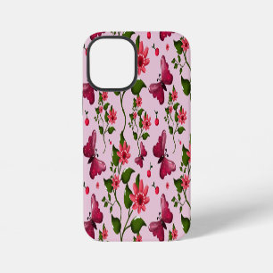 Coque iPhone 12 Mini Motif joli papillon Cerise, Fruit Kawaii brillant