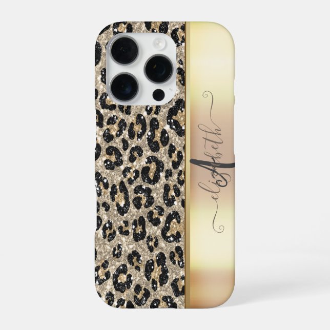 Coque iPhone Motif léopard Bronze Noir Monogramme     (Verso)