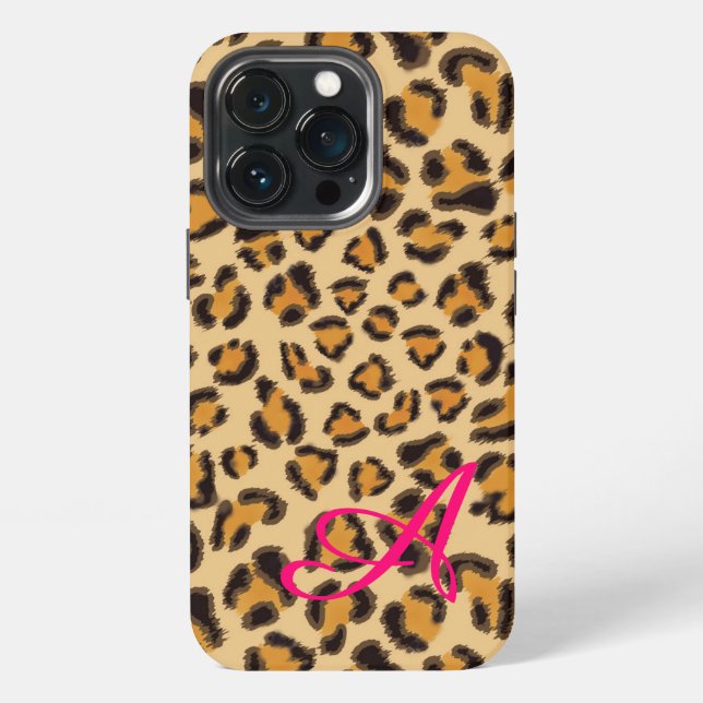 Coque iPhone Motif léopard -monogrammé  (Dos)