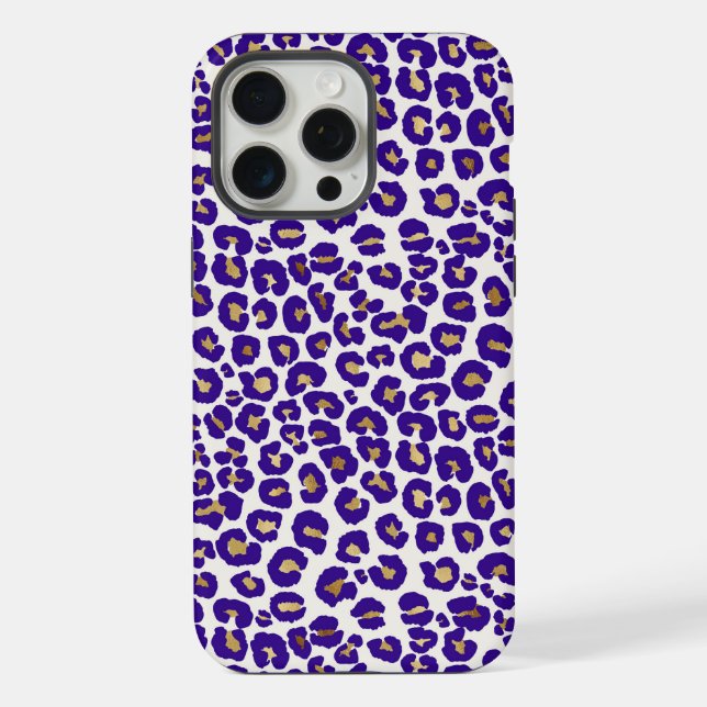 Coque iPhone Motif léopard pourpre et or (Verso)