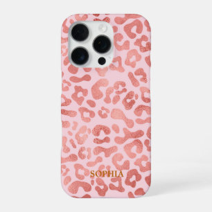 Coque iPhone 16 Pro Motif Leopard rose mignon à la mode Personnalisé