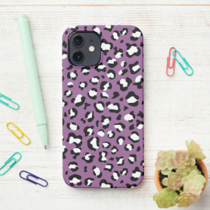 Coque iPhone 12 Motif léopard, Spots léopards, Leopard pourpre