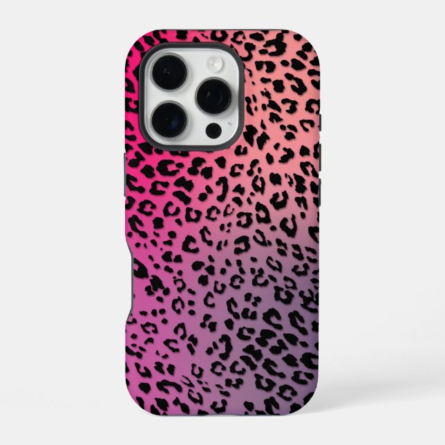 Coque iPhone Motif léopard sur fond coloré (Verso)