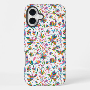 Coque iPhone 16 Plus Motif lumineux de style Otomi mexicain