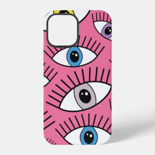 Coque iPhone 12 Motif magique avec des yeux colorés. Fond mystique
