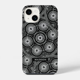 Coque Pour iPhone 14 Motif Mandala Moderne Noir Blanc Élégant Nom