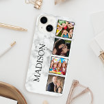 Coque Pour iPhone 14 Motif Marbre blanc en pierre<br><div class="desc">Créez votre propre étui de 4 photo-collage personnalisé avec vos images personnalisées et votre nom sur un élégant arrière - plan en marbre blanc élégant.</div>