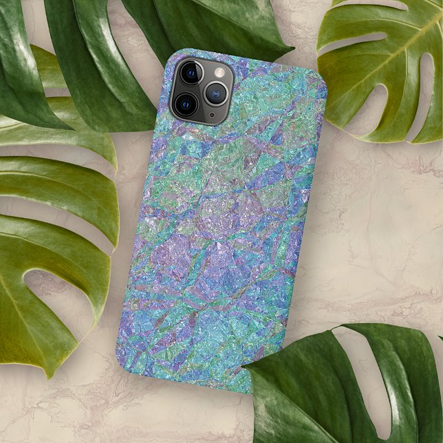 Coque iPhone Motif marbré violet bleu turquoise rose (Créateur téléchargé)