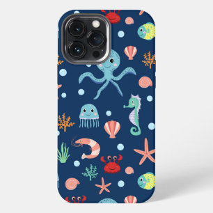 Etui iPhone 13 Pro Max Motif mignon de vie marine de l'océan