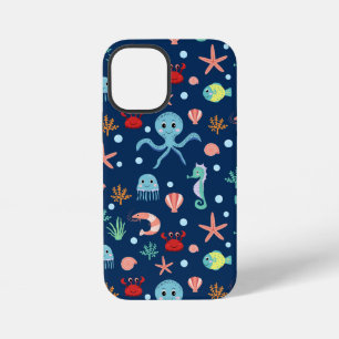 Coque iPhone 12 Mini Motif mignon de vie marine de l'océan