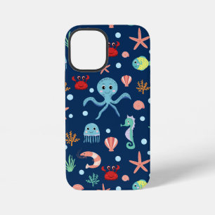 Coque iPhone 12 Mini Motif mignon de vie marine de l'océan