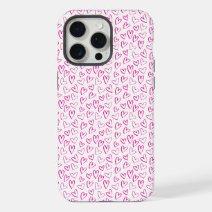 Coque iPhone 15 Pro Max Motif minimaliste rose coeurs Saint-Valentin