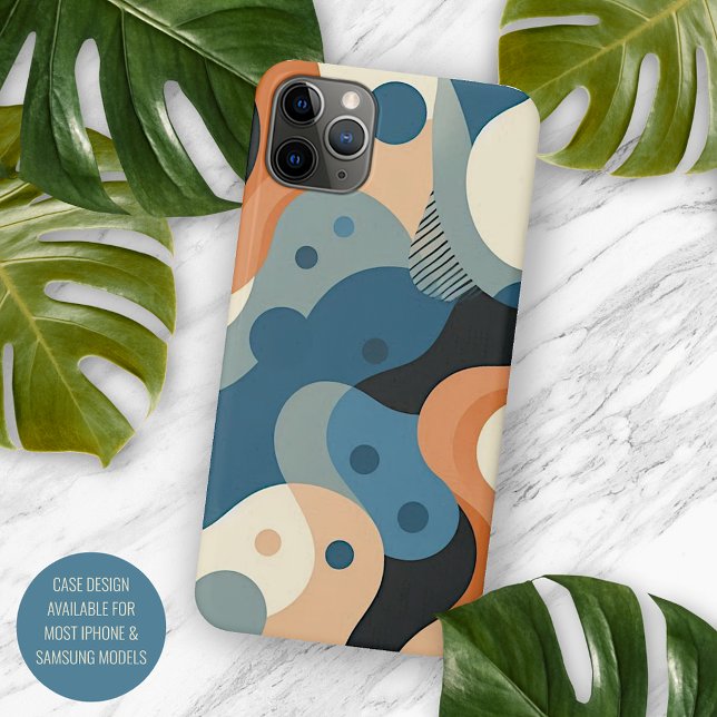 Coque iPhone Motif moderne Turquoise bleu orange gris noir (Créateur téléchargé)