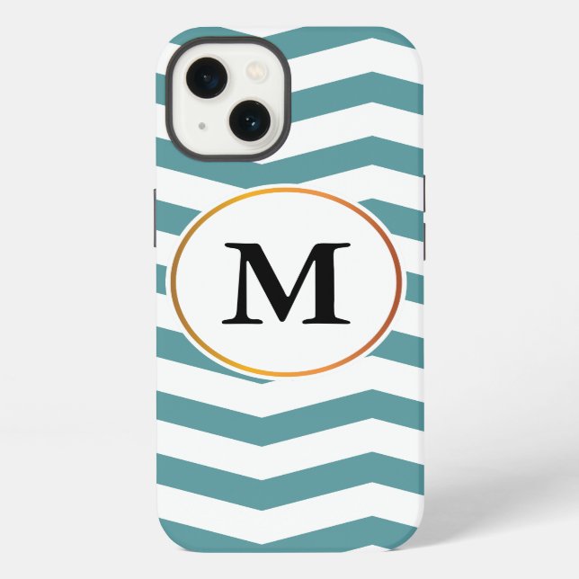 Coque iPhone motif monogramme & chevron (Verso)