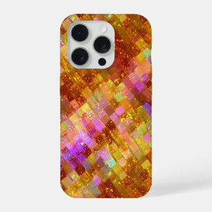 Coque iPhone 15 Pro Motif mosaïque iridescent or