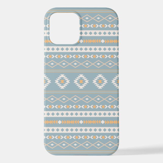 Coque iPhone Motif Motif Mixte Aztec Crème Bleu Orange (Verso)