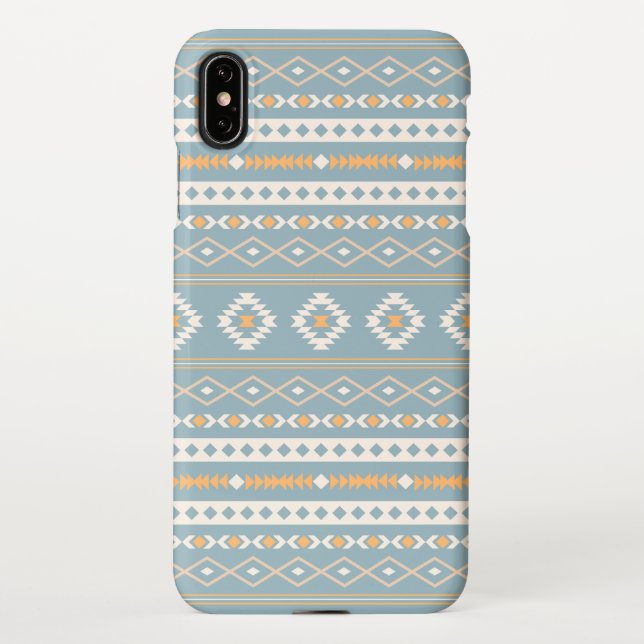 Coque iPhone Motif Motif Mixte Aztec Crème Bleu Orange (Dos)