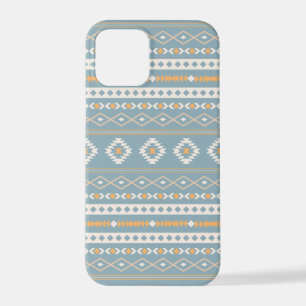 Coque iPhone 12 Pro Motif Motif Mixte Aztec Crème Bleu Orange