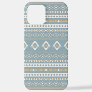 Coque iPhone 12 Pro Max Motif Motif Mixte Aztec Crème Bleu Orange