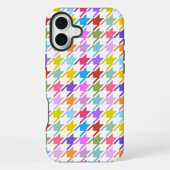 Coque iPhone Motif multicolore + blanc à carreaux (Verso)