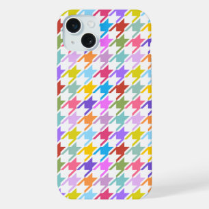 Coque iPhone 15 Plus Motif multicolore + blanc à carreaux