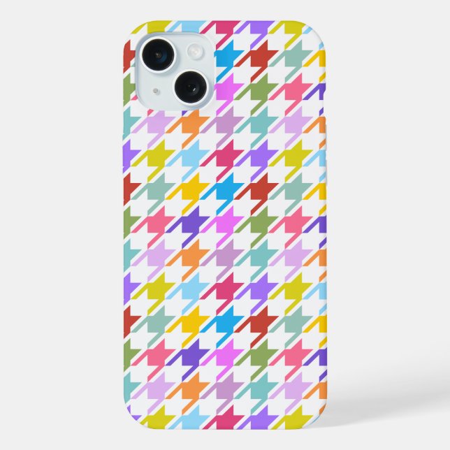 Coque iPhone Motif multicolore + blanc à carreaux (Verso)