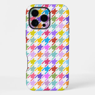 Coque iPhone 16 Pro Max Motif multicolore+blanc à carreaux houndstooth