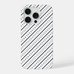 Coque iPhone 15 Pro Motif noir ligne points géométrie