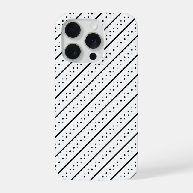 Coque iPhone Motif noir ligne points géométrie (Verso)