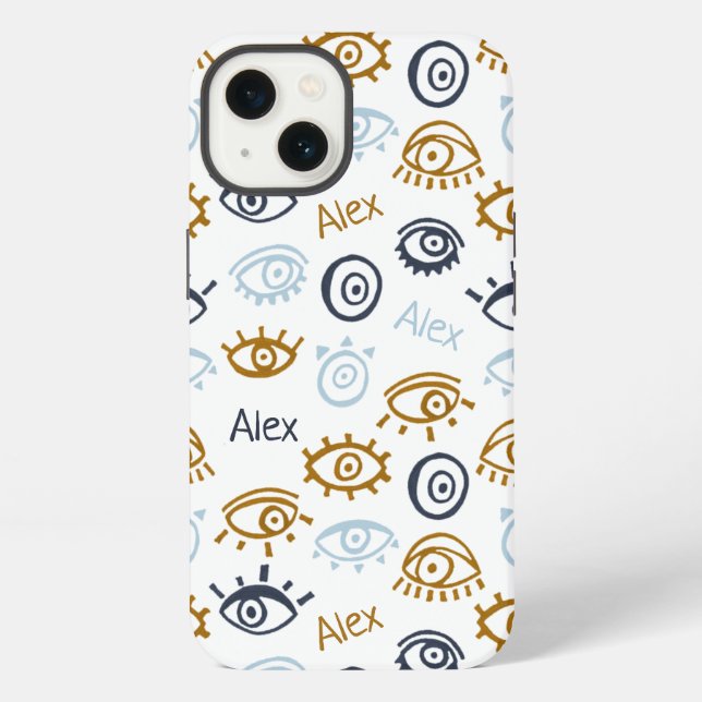 Coque iPhone Motif oculaire monogramme | Ajouter un nom (Verso)