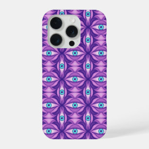 Coque iPhone 15 Pro Motif œil botanique abstrait maximaliste violet