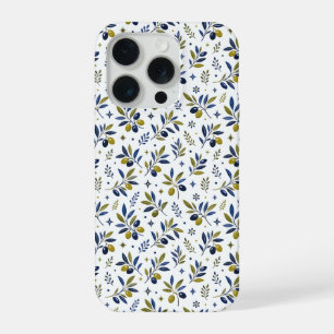 Coque iPhone 15 Pro Motif olive de campagne française aquarelle vert s