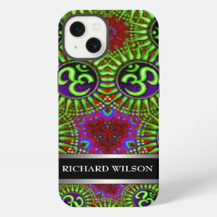 Etui iPhone 13 Motif OM Psychedelic GOA Nom personnalisé
