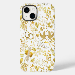 Coque Pour iPhone 14 motif ornementaux mariages en or 02