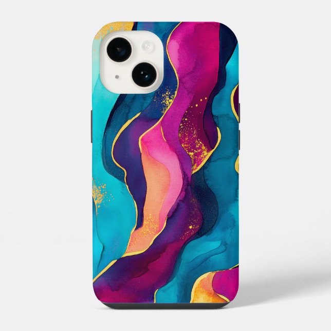 Coque iPhone Motif Pailleté Doré (Verso)